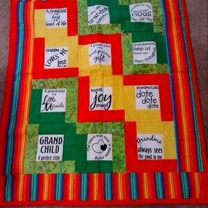 Colorful Patchwork Quilt with Inspirational Quotes